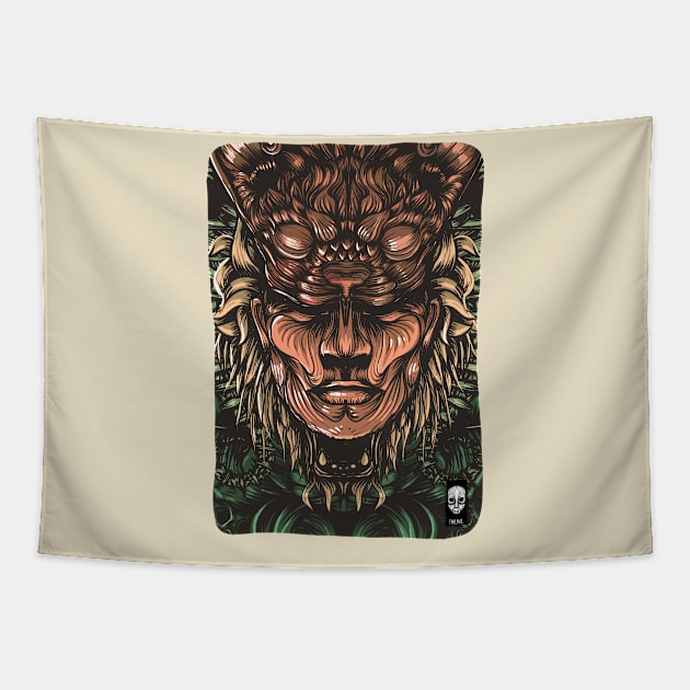 Feline human Tapestry by fakeface