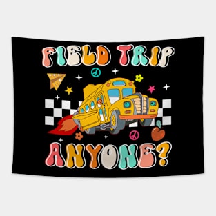 Field Trip Anyone Groovy School Bus Driver Yellow Gift For Boy Girl Kids Tapestry