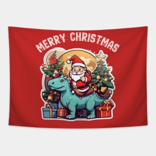 Santa clous riding a dinosaur Tapestry