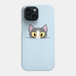 3D effect peeping cat from pocket - Pop up from pouch chibi pet, animal lover gift Phone Case