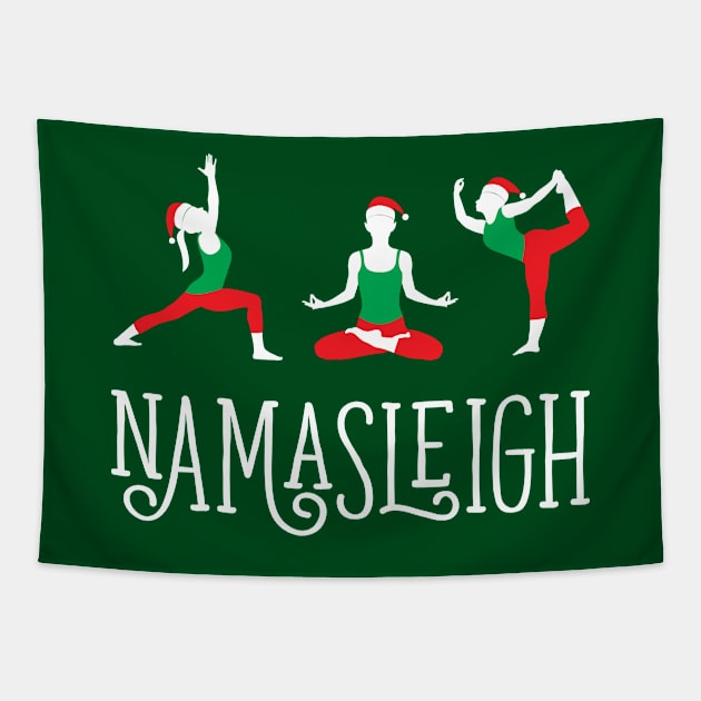 Namasleigh Yoga Christmas Tapestry by creativecurly