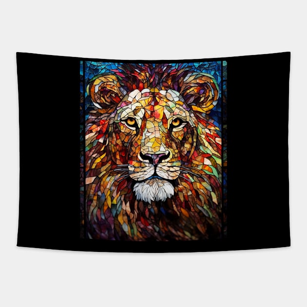 African lion face Tapestry by Jeff NZ