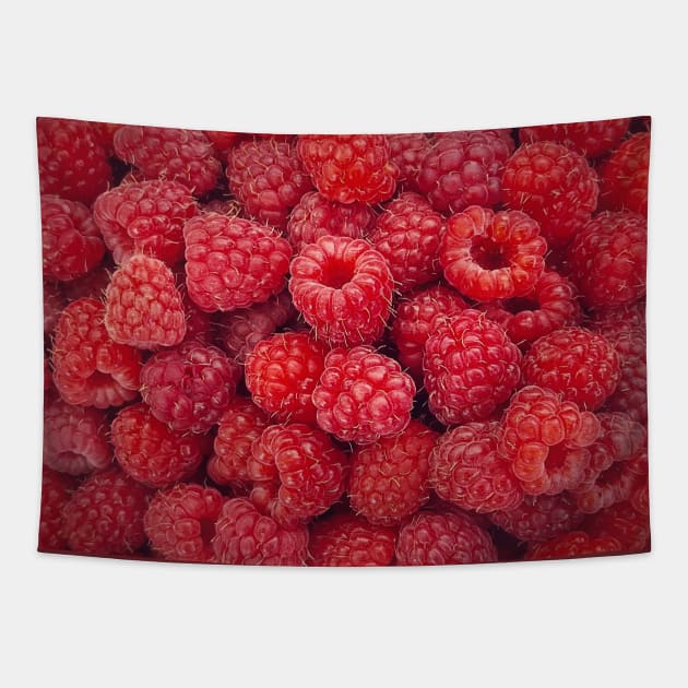 Ripe red raspberry Tapestry by psychoshadow