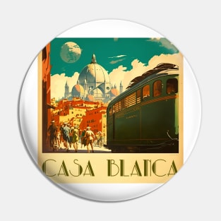 Casa Blanca Morocco Vintage Travel Art Poster Pin