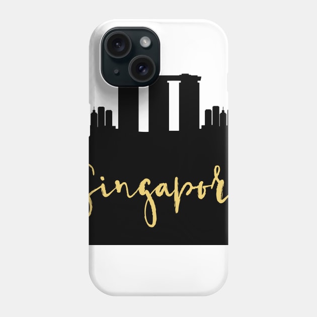 SINGAPORE DESIGNER SILHOUETTE SKYLINE ART Phone Case by deificusArt