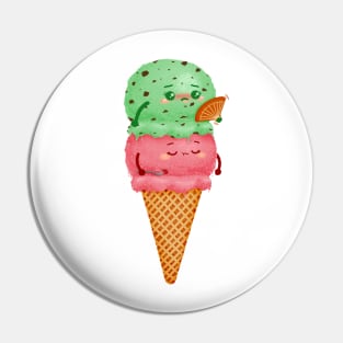 Hot Ice Cream Cone Cute Illustration Pin