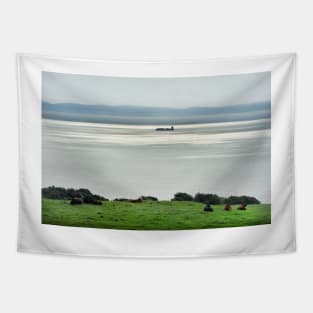 A ship moving along the Isle of Arran coast, Scotland Tapestry