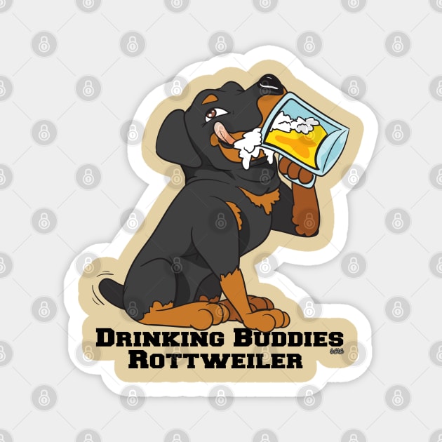 Rottweiler Dog Beer Drinking Buddies Series Cartoon Magnet by SistersRock