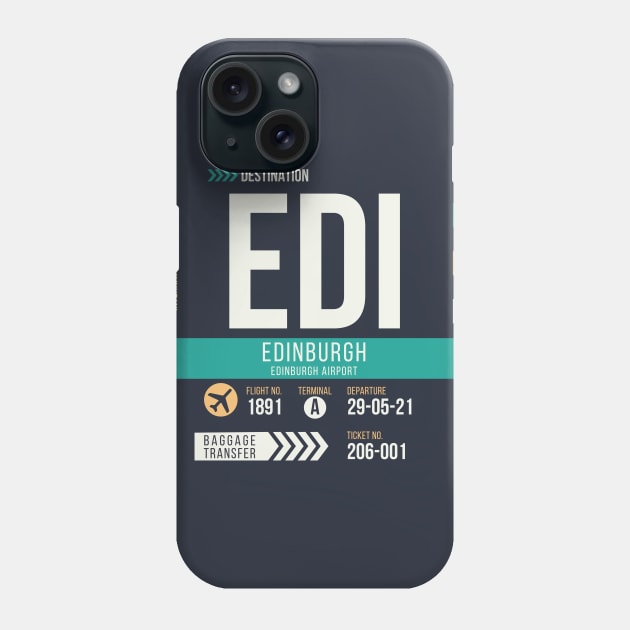 Edinburgh (EDI) Airport Code Baggage Tag Phone Case by SLAG_Creative