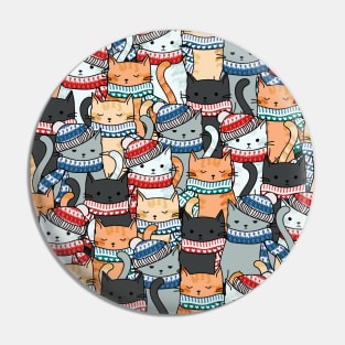 Cats in Winter Scarves & Hats Pattern Pin