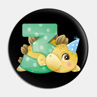 3rd Birthday Cute Little Dinosaur Pin