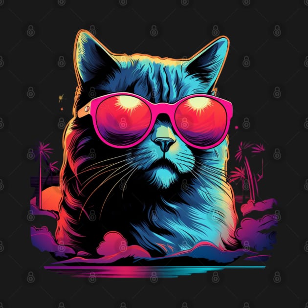 Retro Wave Burmilla Cat Shirt by Miami Neon Designs