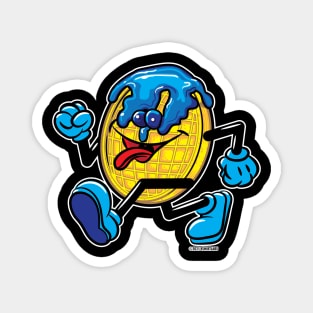 Blueberry Syrup and BlueberriesWaffle Mascot strutting Magnet
