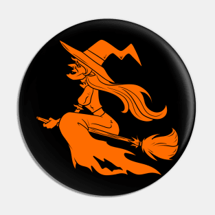 Halloween Orange Wich Silhouette Pin