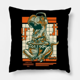 T Rex Gamer Retro Gaming Tyrannosaurus Dinosaur Pillow