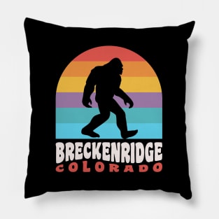 Breckenridge Colorado Bigfoot Sasquatch Retro Sunset Pillow