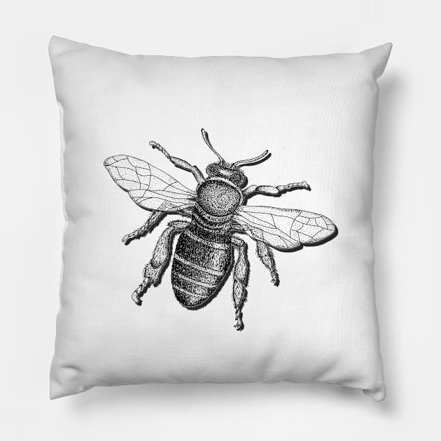 Hand drawn Bee with 3D effect for light background colors Pillow by jitkaegressy