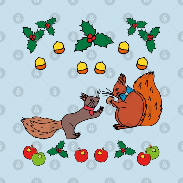 Squirrels with nuts fall design by Anke Wonder 