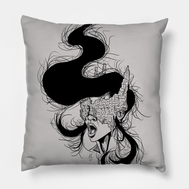 Cliff Face Of Blindness Pillow by hebkid