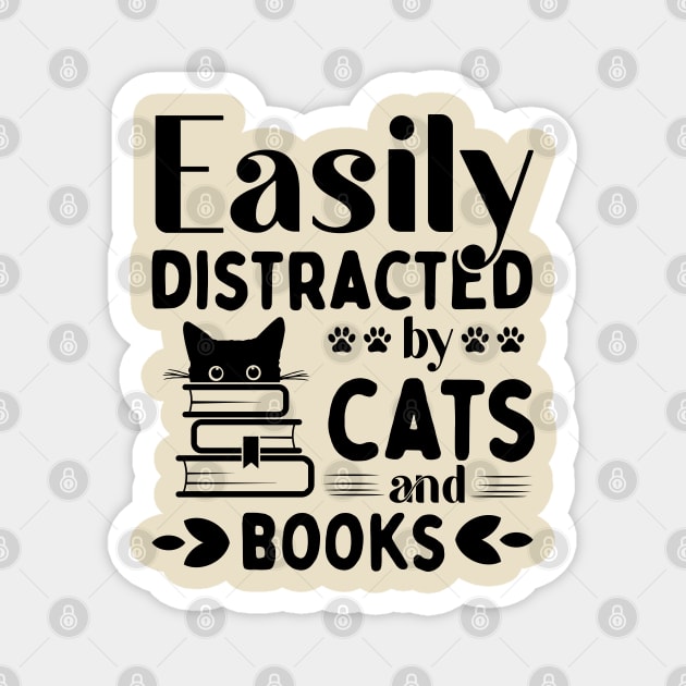 Easily Distracted Cats And Books Magnet by TheMegaStore