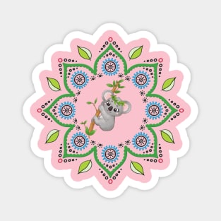 Koala bear on a tree in mandala geometric print Magnet