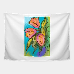 COLORFUL PINK AND YELLOW TULIPS Tapestry