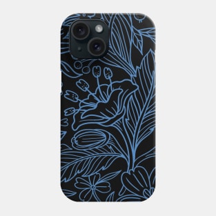 Blue floral outline print Phone Case