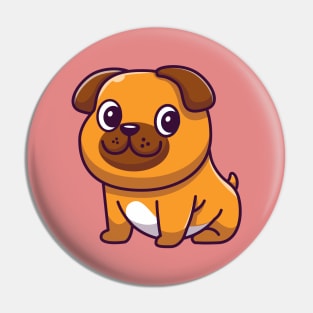 Cute Dog Sitting Cartoon Pin