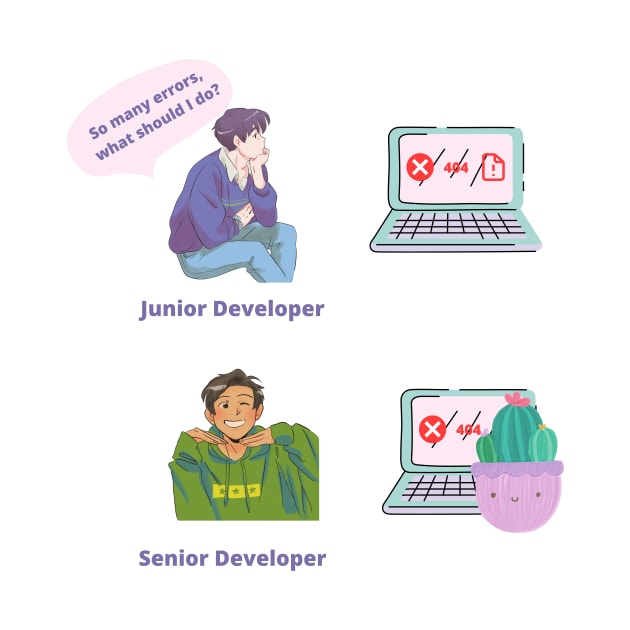 Senior Developer Junior Developer Joke Software Developer Anime Gift by ohsheep