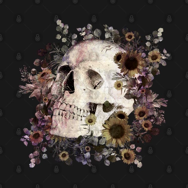 Skull and dark flowers, sugar skull, memento mori by Collagedream