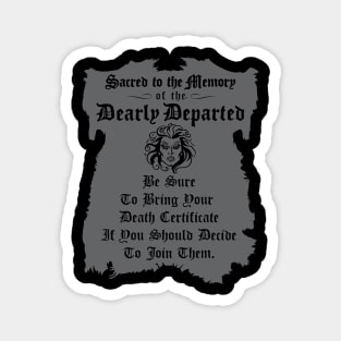 Haunted Mansion Death Certificate Magnet