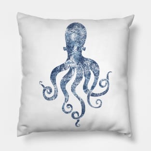 Sponge painted Indigo blue Octopus Pillow