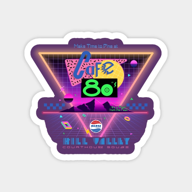 Back to the Future Cafe 80s Retro Shirt Design Magnet by Blake Dumesnil Designs