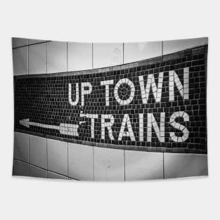 Up Town Trains (black and white) Tapestry