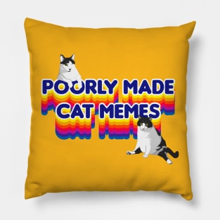 Poorly Made Cat Memes Logo Design Pillow