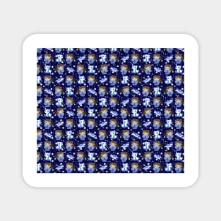 Panda Kokeshi Blue Pattern Magnet