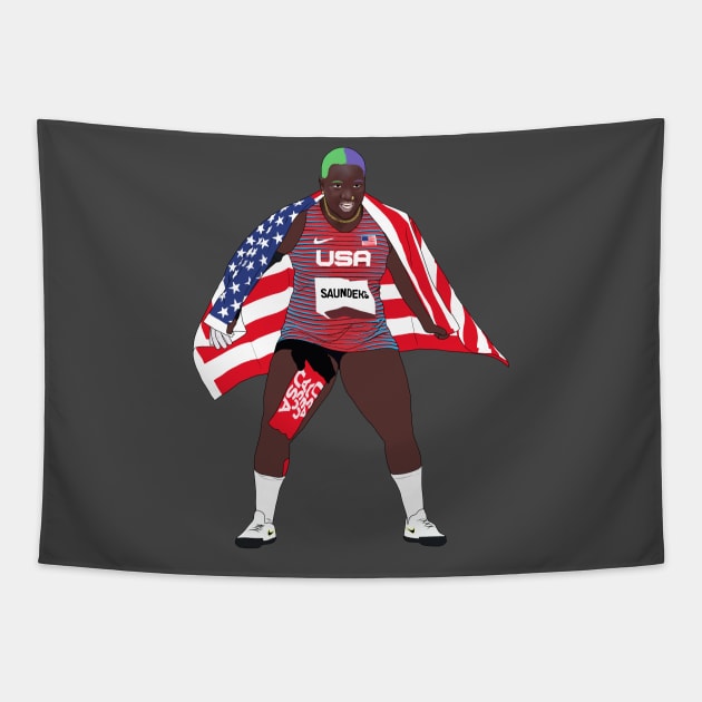 Raven Saunders Shot Put Tapestry by Hevding