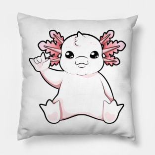 Cartoon axolotl shows I love you - ASL hand gesture Pillow