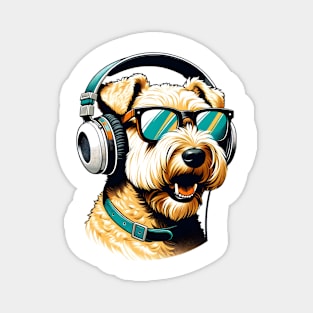 Soft Coated Wheaten Terrier Smiling DJ with Headphones and Sunglasses Magnet