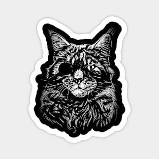 Realistic cat with eye patch Magnet