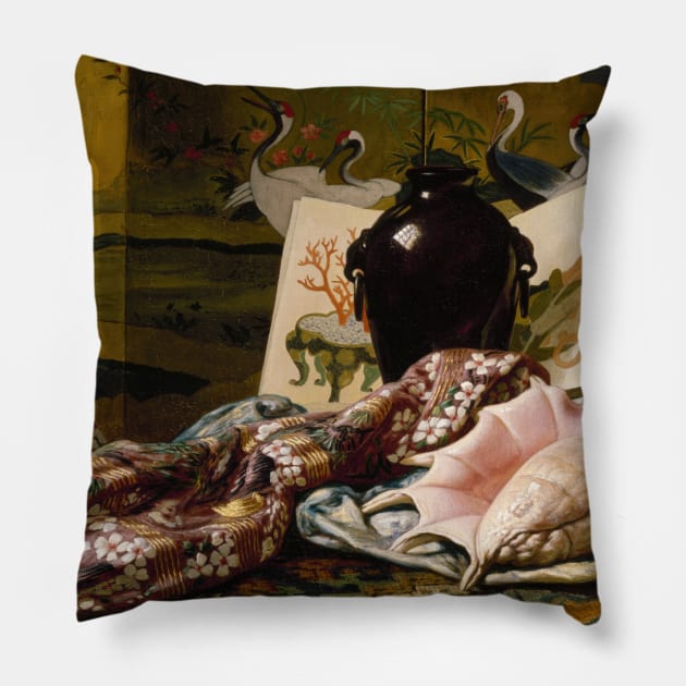 Japanese Still Life by Elihu Vedder Pillow by Classic Art Stall