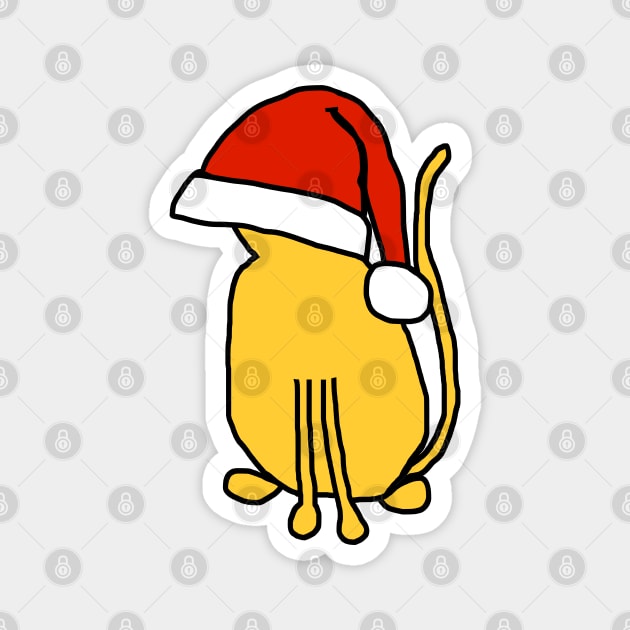Yellow Cat in an Oversized Santa Hat Because Christmas Magnet by ellenhenryart