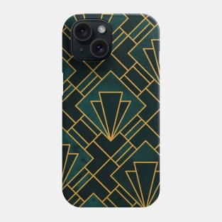 Emerald Green and Gold Art Deco Phone Case