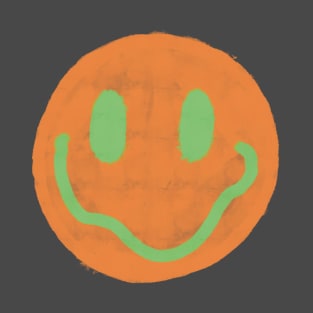 Orange and Green Vintage Smiley Face T-Shirt