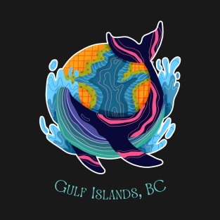 Gulf Islands BC Colorful Abstract Indigo Whale T-Shirt