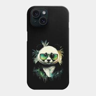 Panda wearing Sunglasses surrounded by Bamboo Leafs Phone Case