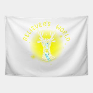 Texted Plain Bright Colors Version - Believer's World with Resident Wopppo Tapestry