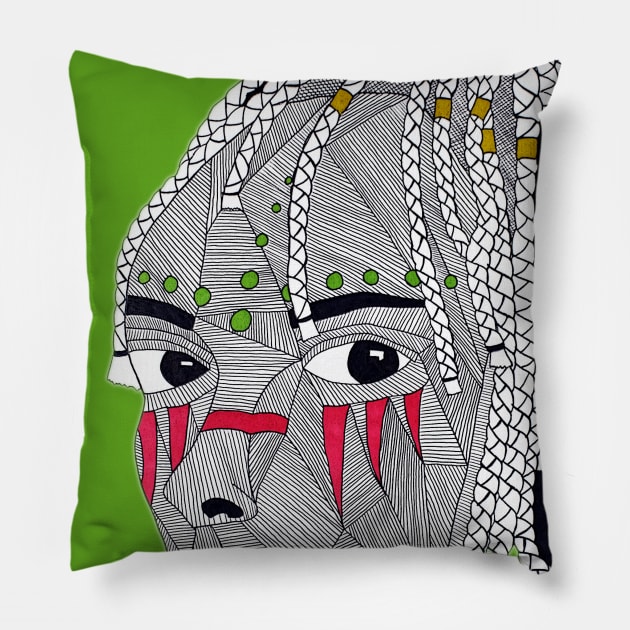 Tribal Woman // Hand Drawn Pillow by JadeHylton