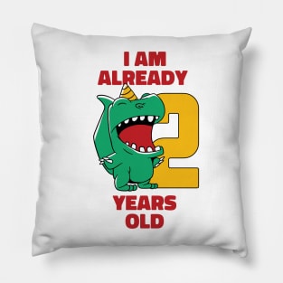 I'm Already 2 Years Old // 2nd Birthday T-Rex Dinosaur Pillow