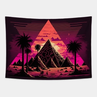 Synthwave Retrowave Aesthetic Pyramid Tapestry